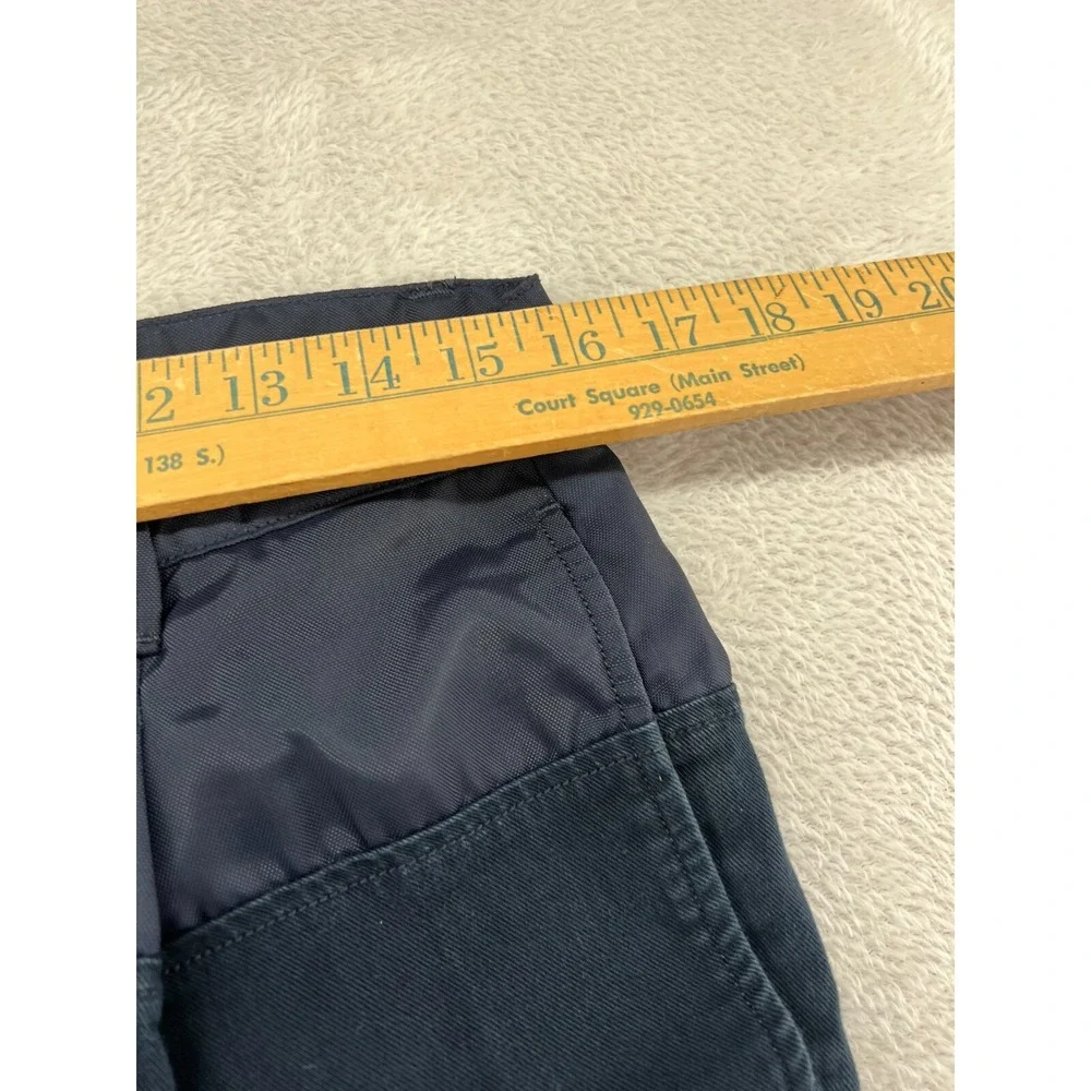 Helmut Lang Pants Sz 30 Mens Navy Blue Mixed Media Nylon Yoke Pleated Tapered